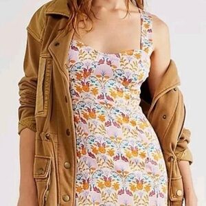 NWT Free People Sasha Sweetheart Mini Floral Slip Dress Anthropologie Size M